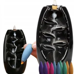 Kreamisk Vattenfall Rökelsehållare Inklusive 10 Rökelsekoner