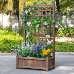 Kruka med spaljé 64x28x120 cm tillverkad av behandlad furu med bevattningssystem