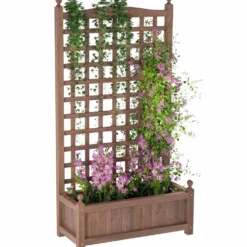 Kruka med spaljé 64x28x120 cm tillverkad av behandlad furu med bevattningssystem