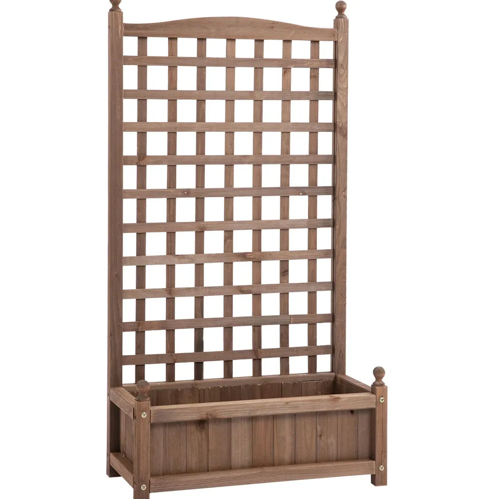 Kruka med spaljé 64x28x120 cm tillverkad av behandlad furu med bevattningssystem