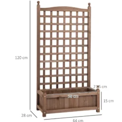 Kruka med spaljé 64x28x120 cm tillverkad av behandlad furu med bevattningssystem