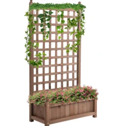 Kruka med spaljé 64x28x120 cm tillverkad av behandlad furu med bevattningssystem