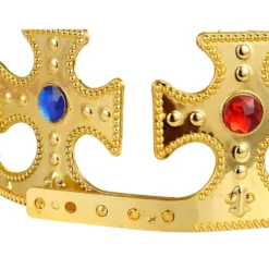 Kungakrona maskerad justerbar guld plast 17-20 cm