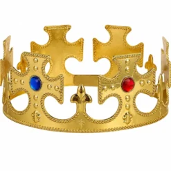 Kungakrona maskerad justerbar guld plast 17-20 cm