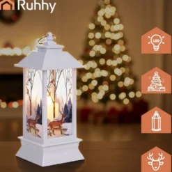 LED-jullykta vit med julmotiv batteridriven LR44 12,5 cm