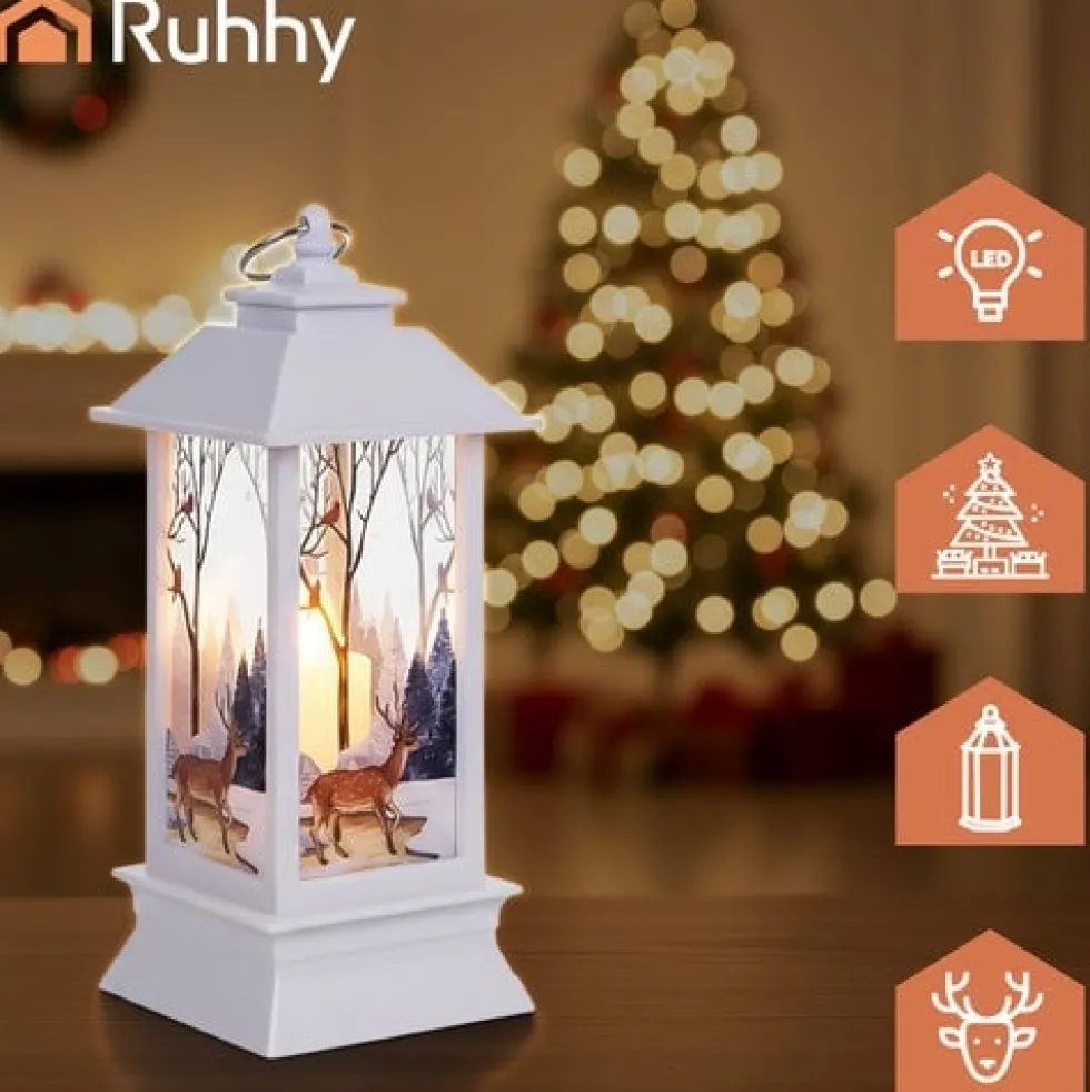 LED-jullykta vit med julmotiv batteridriven LR44 12,5 cm