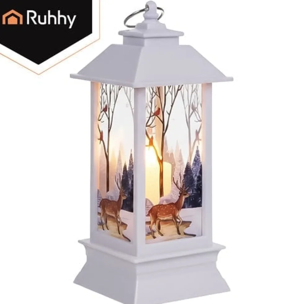 LED-jullykta vit med julmotiv batteridriven LR44 12,5 cm