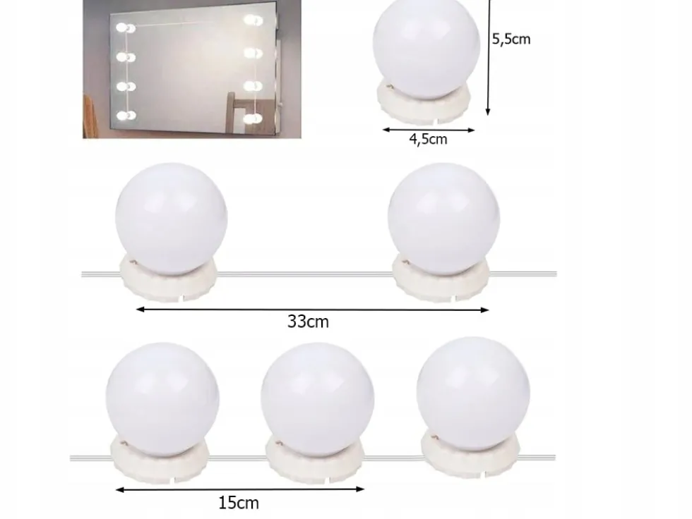 LED-lampor till sminkspegel 10-pack