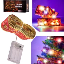 LED-ljusband 10 m 100 LED multicolor röd slinga IP44 batteridriven