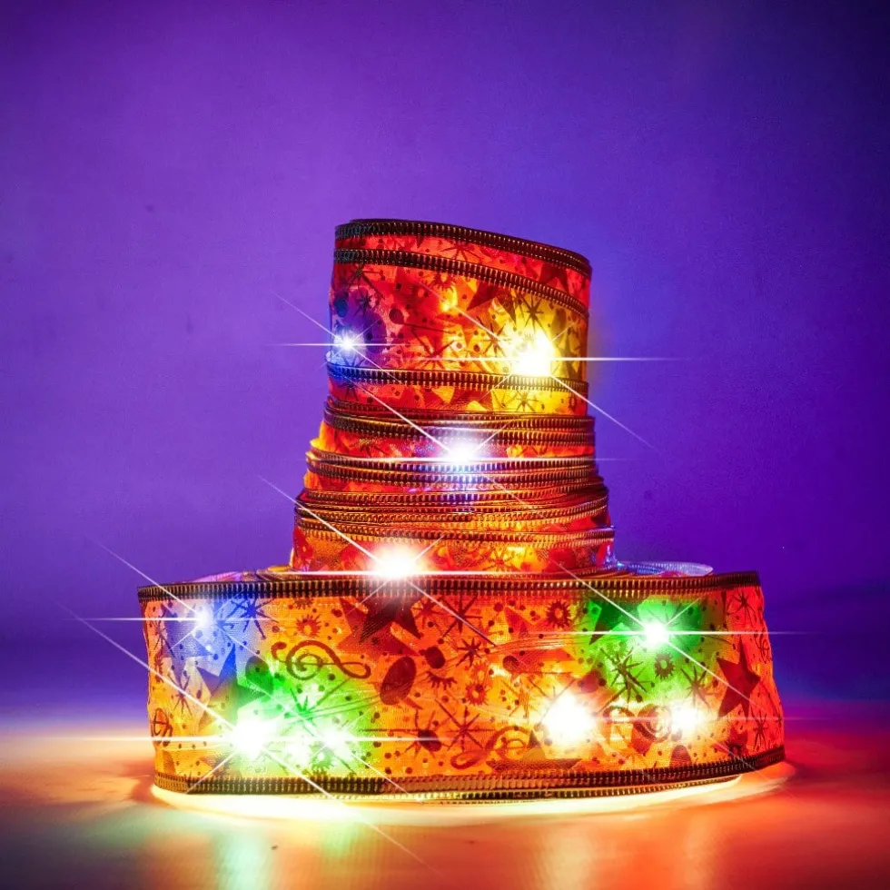 LED-ljusband 10 m 100 LED multicolor röd slinga IP44 batteridriven