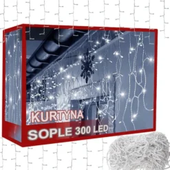 LED ljusgardin icicle 300 LED kallvit 10,4 m vit kabel 8 lägen