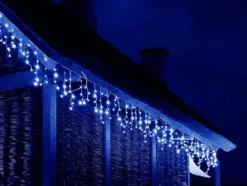 LED ljusgardin icicle 300 LED kallvit 10,4 m vit kabel 8 lägen