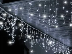 LED ljusgardin icicle 300 LED kallvit 10,4 m vit kabel 8 lägen