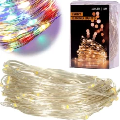 LED-ljusslinga 10 m 100 lampor multicolor batteridriven inomhus