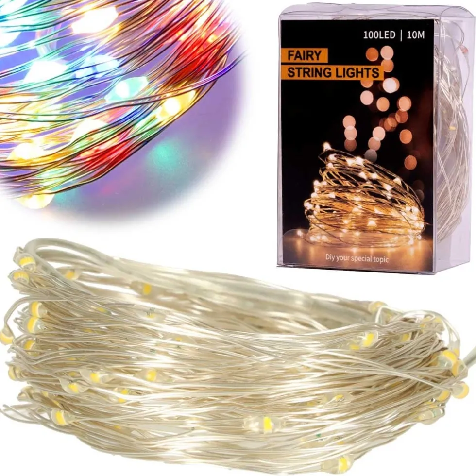 LED-ljusslinga 10 m 100 lampor multicolor batteridriven inomhus