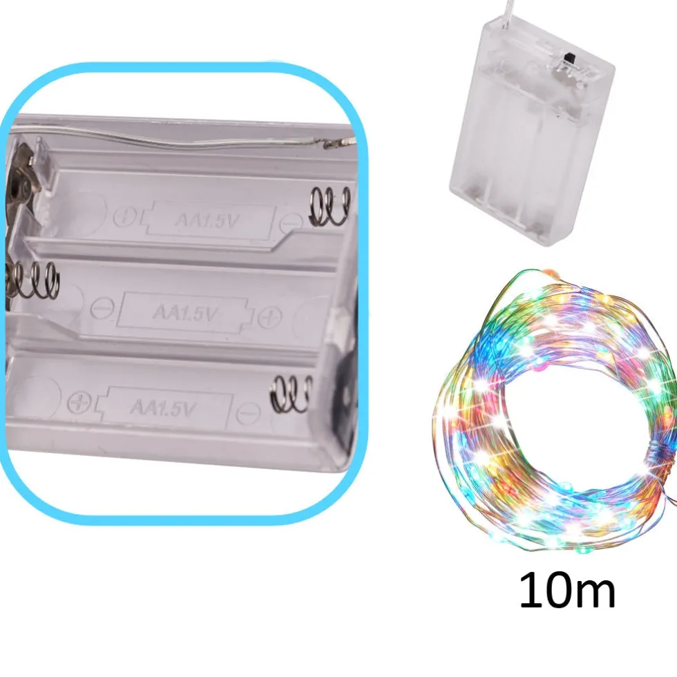 LED-ljusslinga 10 m 100 lampor multicolor batteridriven inomhus