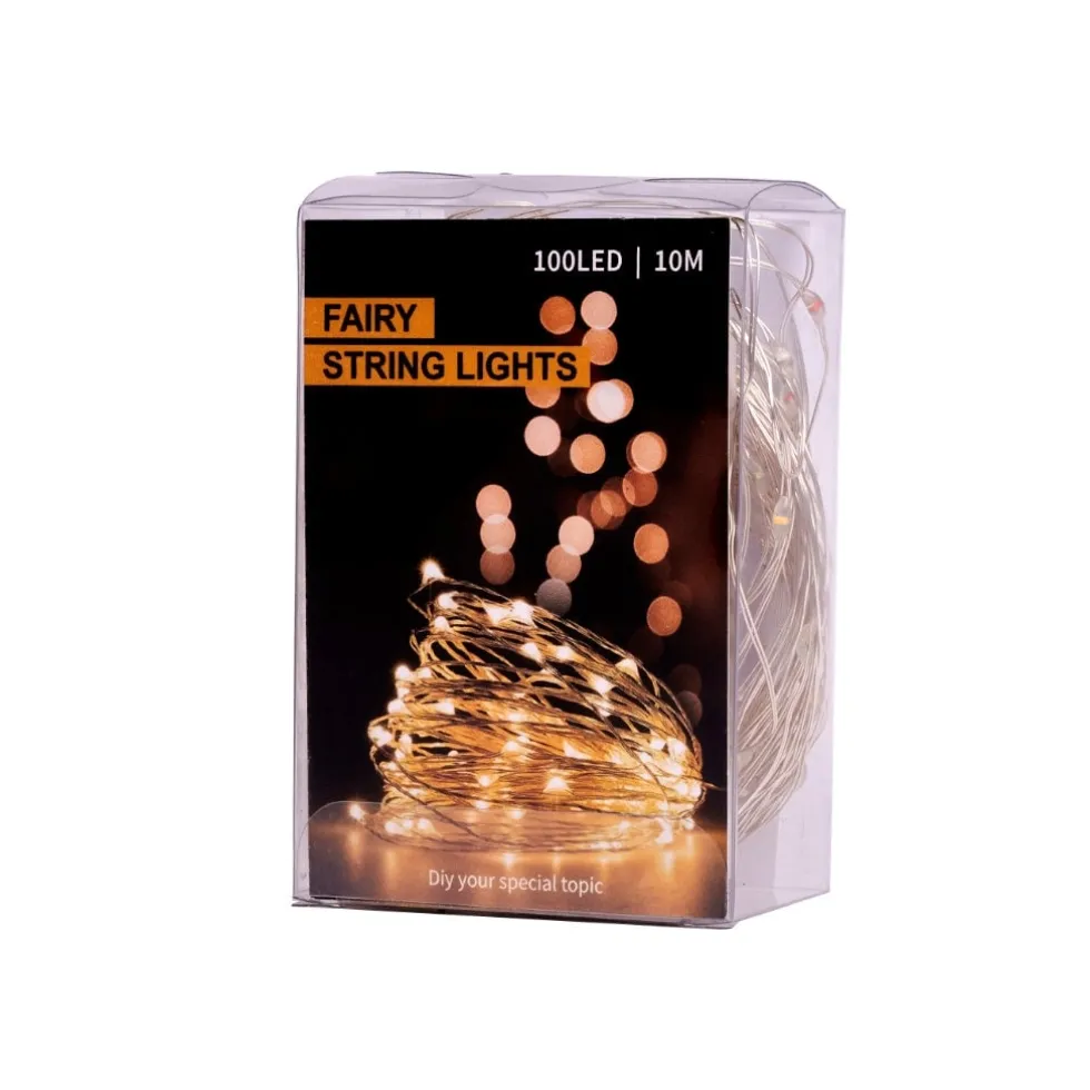LED-ljusslinga 10 m 100 lampor multicolor batteridriven inomhus
