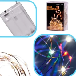 LED-ljusslinga 10 m 100 lampor multicolor batteridriven inomhus
