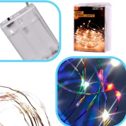 LED-ljusslinga 5 m 50 LED flerfärgad batteridriven för inomhus