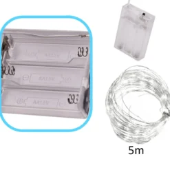 LED-ljusslinga 5 m 50 LED kallvit batteridriven inomhus