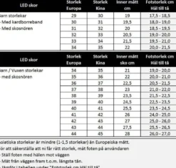 LED skor sneakers Barn/Vuxna, VITA - storlek 27-45