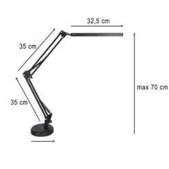 LED-skrivbordslampa med klämma USB 10 nivåer 3500–6000K svart