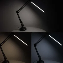 LED-skrivbordslampa med klämma USB 10 nivåer 3500–6000K svart