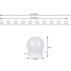 LED-spegelbelysning med 10 justerbara lampor