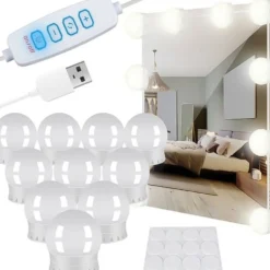 LED-spegelbelysning med 10 justerbara lampor