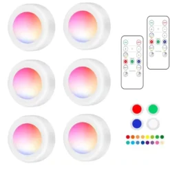 LED Spotlights 6-pack med Fjärrkontroll – RGB Färgbyte & Dimmer – Inomhus/Utomhusbelysning