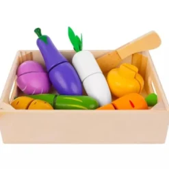 Leksaksgrönsaker i trä för barn 9-pack