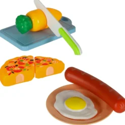 Leksaksmat skärset 36 delar med kastruller, stekpanna och plastkniv