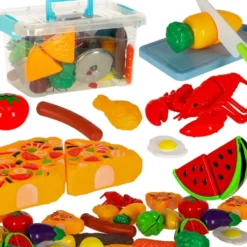 Leksaksmat skärset 36 delar med kastruller, stekpanna och plastkniv