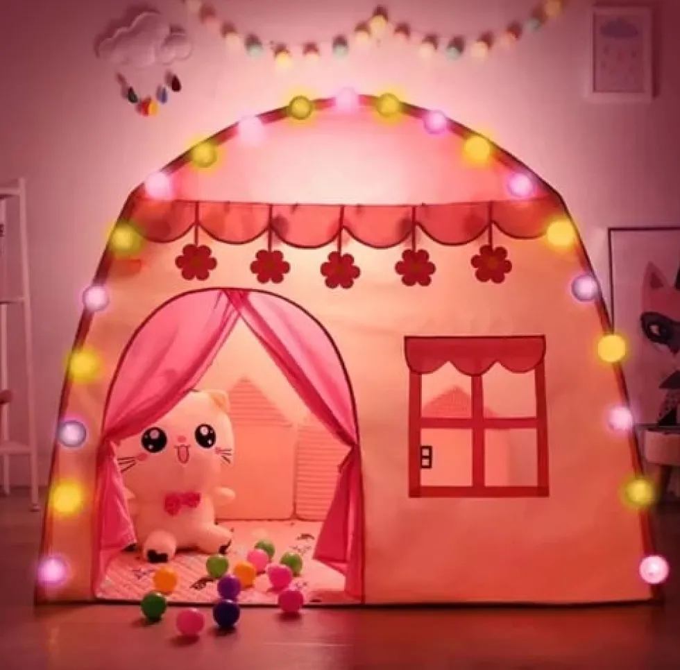 Lektält för barn / barntält med LED 130 cm