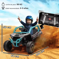 Licensierad Kawasaki Teryx KRX 1000 12V elektrisk åkbil för barn, fjärrkontroll, bakfjädring, blå