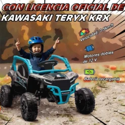 Licensierad Kawasaki Teryx KRX 1000 12V elektrisk åkbil för barn, fjärrkontroll, bakfjädring, blå