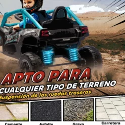 Licensierad Kawasaki Teryx KRX 1000 12V elektrisk åkbil för barn, fjärrkontroll, bakfjädring, blå