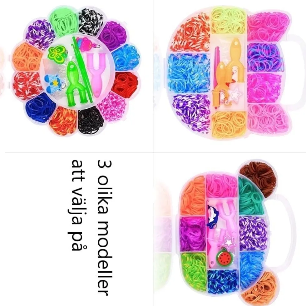 Loom Bands Kit - 600st i olika färger och flera tillbehör