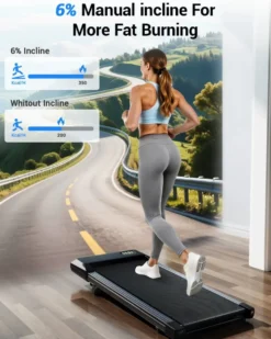 Löparband Foldbar Walking Pad gåband löpband träning med 6 % lutning – 2.5 HP motor upp till 6,1 km/h