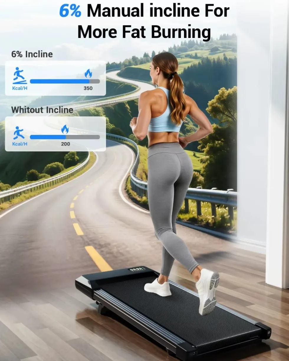 Löparband Foldbar Walking Pad gåband löpband träning med 6 % lutning – 2.5 HP motor upp till 6,1 km/h