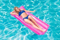 Luftmadrass för pool rosa 183x76 cm med uppblåsbar kudde PVC
