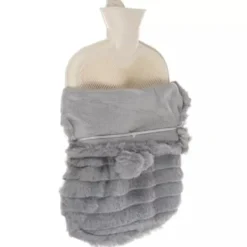 2L Värmeflaska med Fluffigt Fodral - Stor Varmvattenflaska med Plyschöverdrag