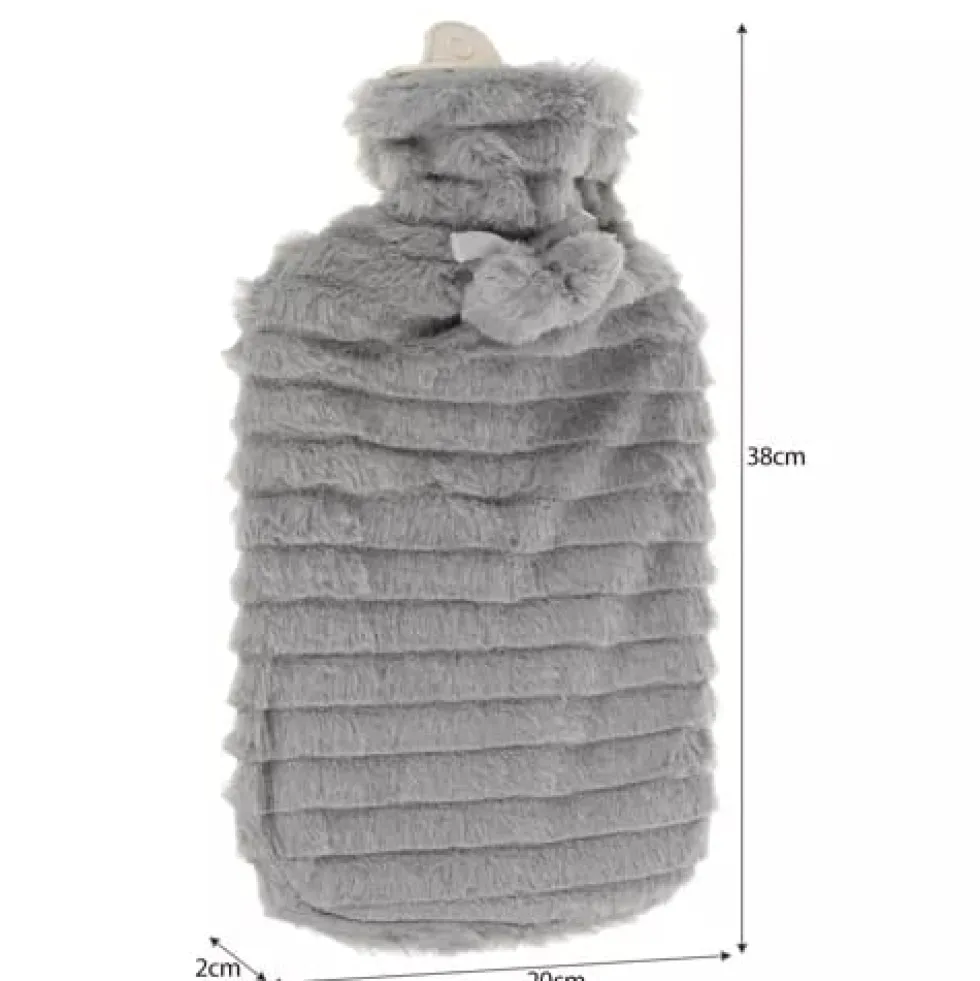 2L Värmeflaska med Fluffigt Fodral - Stor Varmvattenflaska med Plyschöverdrag