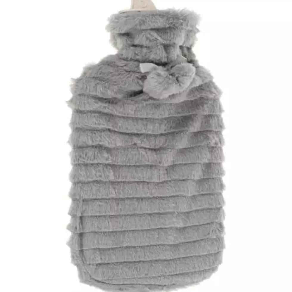 2L Värmeflaska med Fluffigt Fodral - Stor Varmvattenflaska med Plyschöverdrag