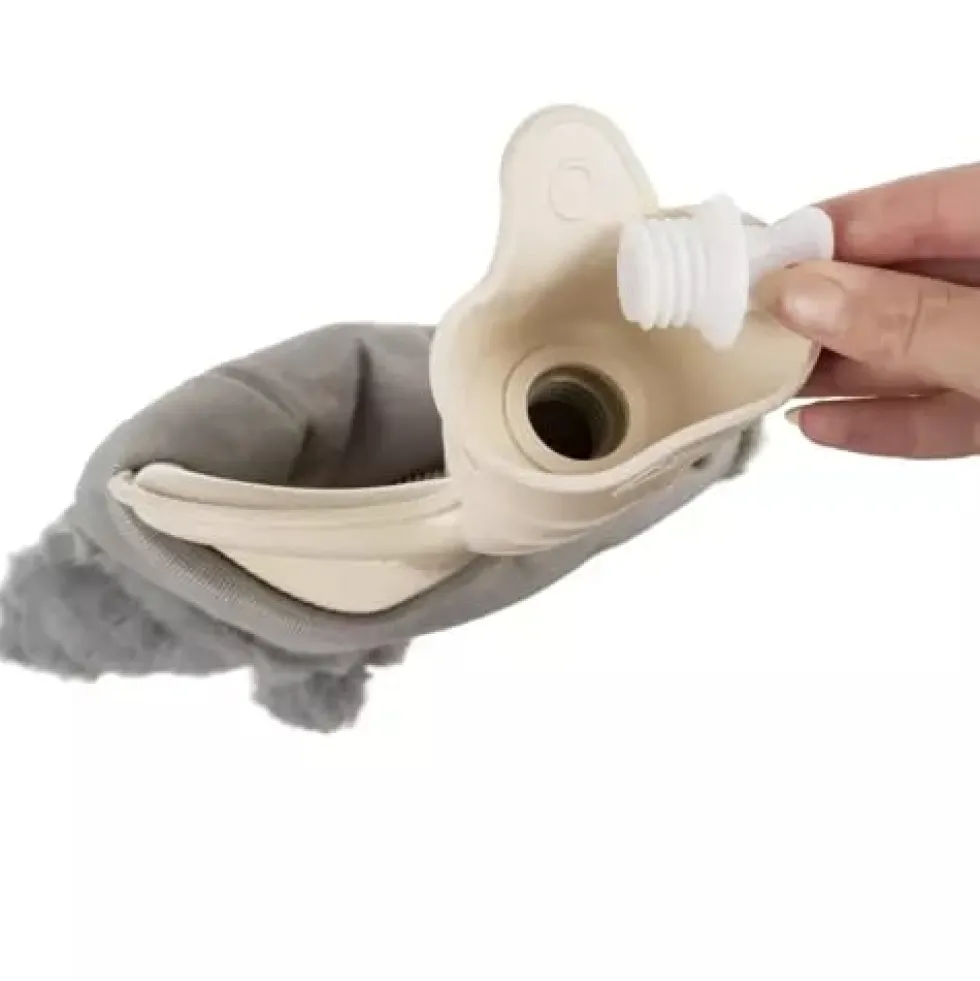 2L Värmeflaska med Fluffigt Fodral - Stor Varmvattenflaska med Plyschöverdrag