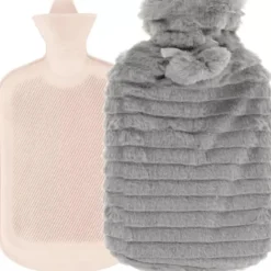2L Värmeflaska med Fluffigt Fodral - Stor Varmvattenflaska med Plyschöverdrag