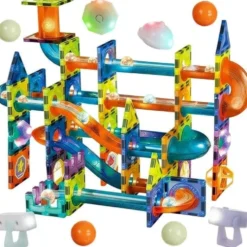 Magnetiska byggblock 3D kulbana 110 delar med LED, 3+ år
