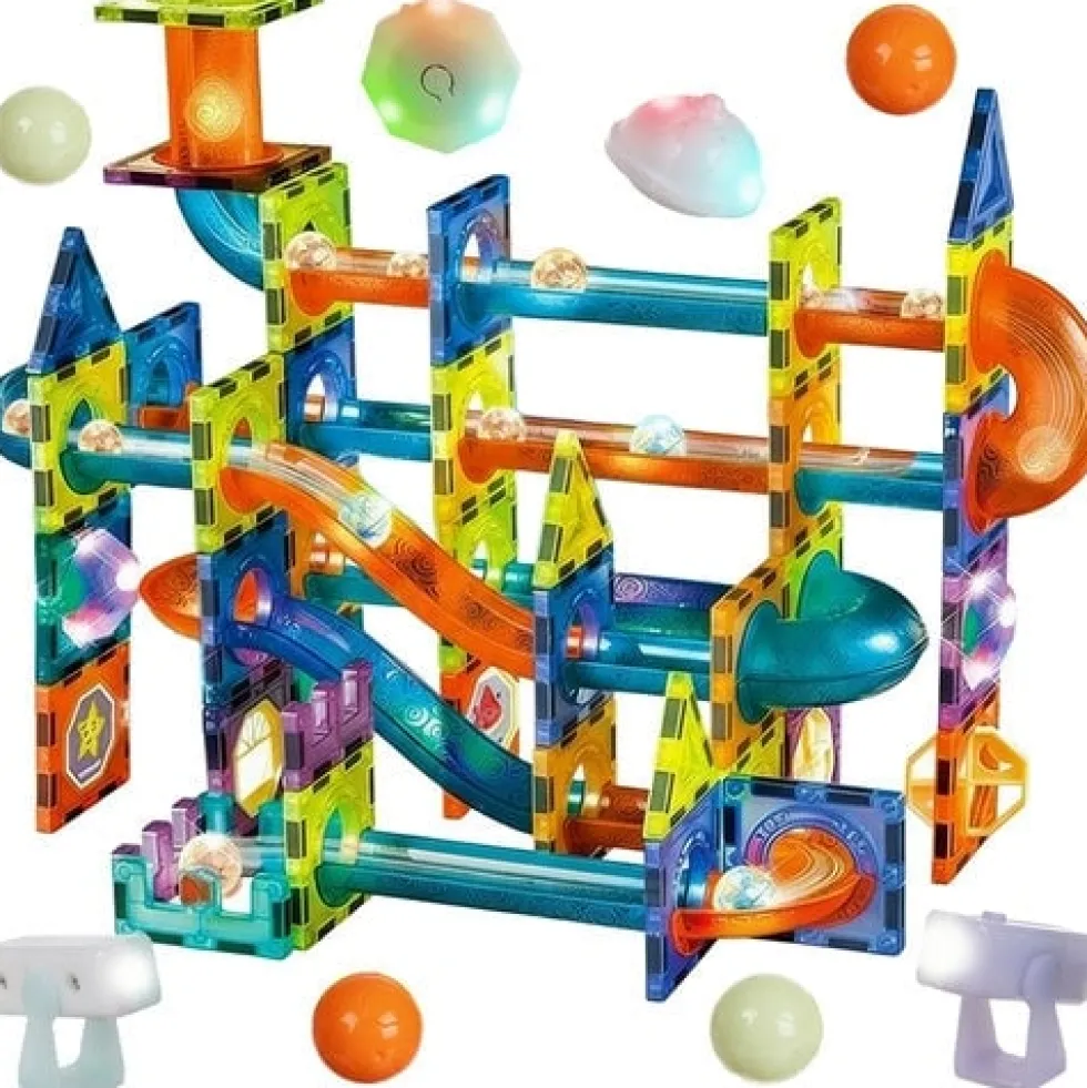 Magnetiska byggblock 3D kulbana 110 delar med LED, 3+ år