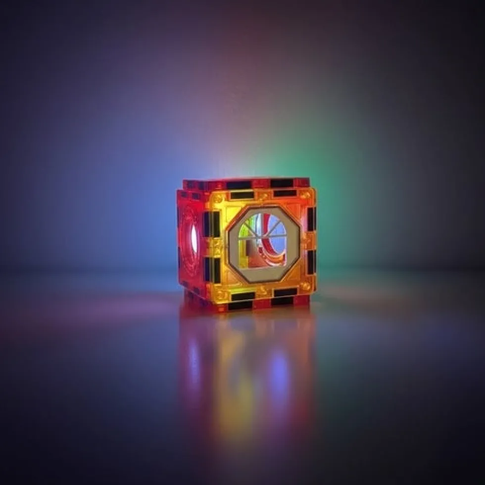Magnetiska byggblock 3D kulbana 110 delar med LED, 3+ år