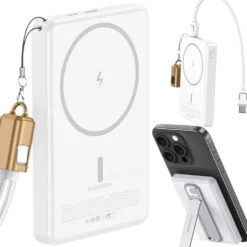 Magnetisk Powerbank 5000 mAh – Trådlös Laddning 15W & 20W Snabbladdning USB-C/Lightning